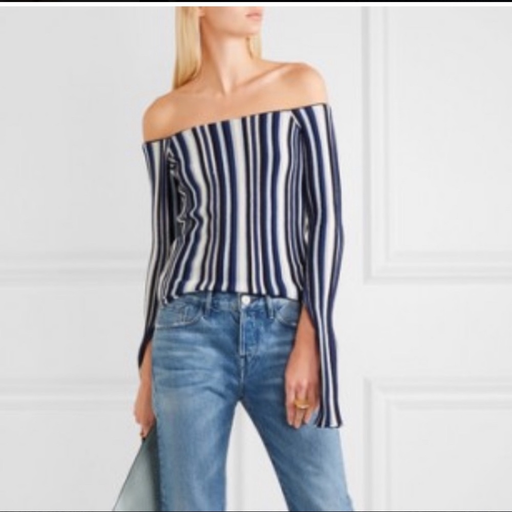JACQUEMUS Ribbed Striped Off Shoulders Cutout